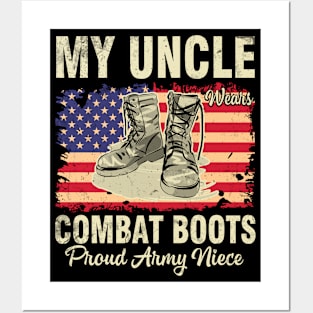 Happy Veteran Day Me My Uncle Combat Boots Proud Army Niece Posters and Art